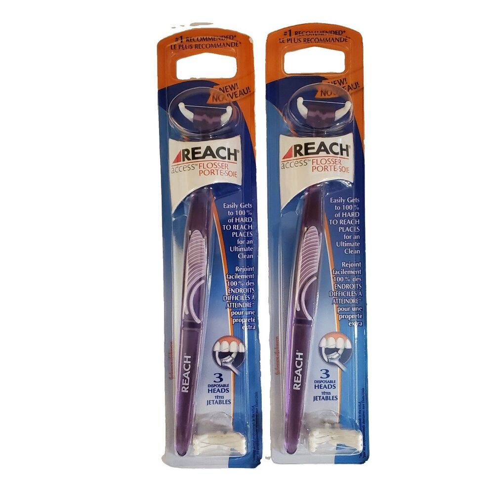 Lot of 2 Reach Access Flosser Handle + 3 Floss Disposable Heads NEW 2005 Purple